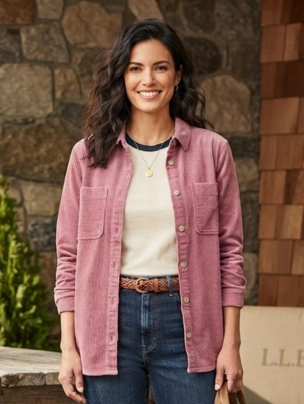 NWT L.L. Bean Dusty Mauve Oversized Utility Corduroy Shacket Size XLT Heritage